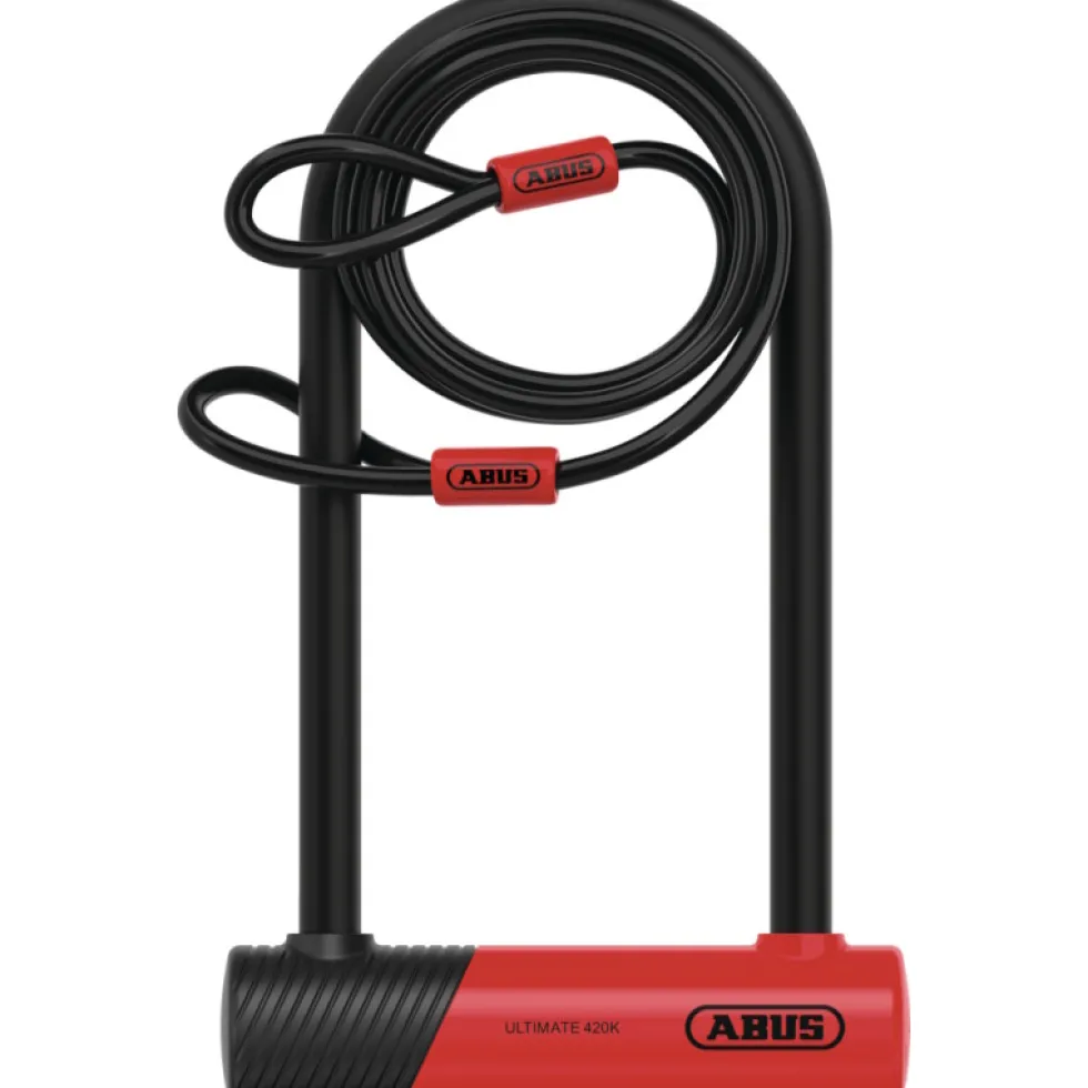 ABUS Ultimate 420K/170HB230 U-slot + USH Houder + Cobra 10/120 Luskabel - zwart/rood