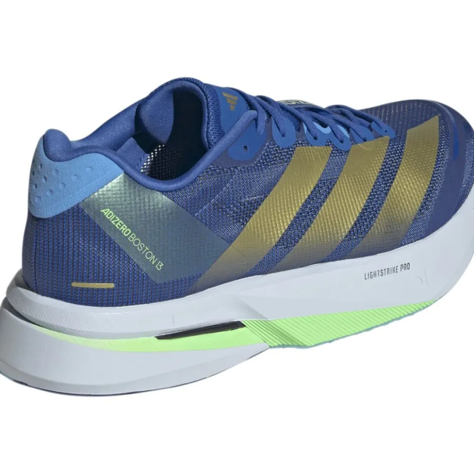 Hardloopschoenen Voor Op De Weg|Hardloopschoenen Heren < adidas Adizero Boston 13 Hardloopschoenen Heren - blue/gold metal/blue burst JQ1669