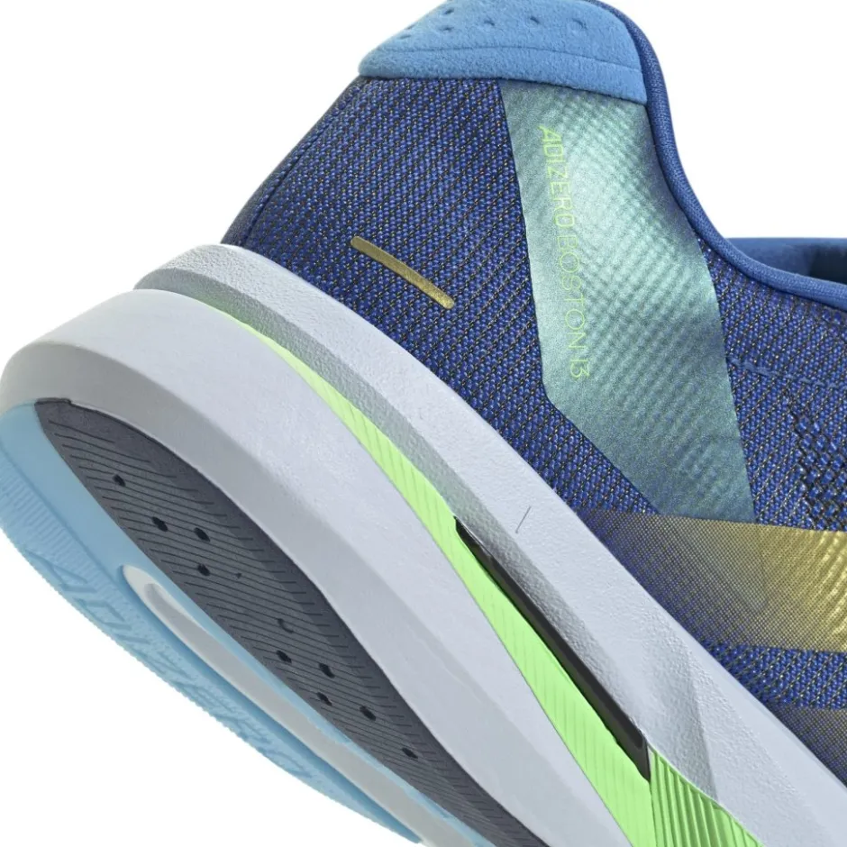 Hardloopschoenen Voor Op De Weg|Hardloopschoenen Heren < adidas Adizero Boston 13 Hardloopschoenen Heren - blue/gold metal/blue burst JQ1669