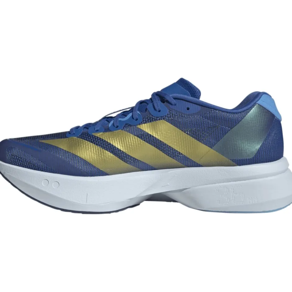 Hardloopschoenen Voor Op De Weg|Hardloopschoenen Heren < adidas Adizero Boston 13 Hardloopschoenen Heren - blue/gold metal/blue burst JQ1669