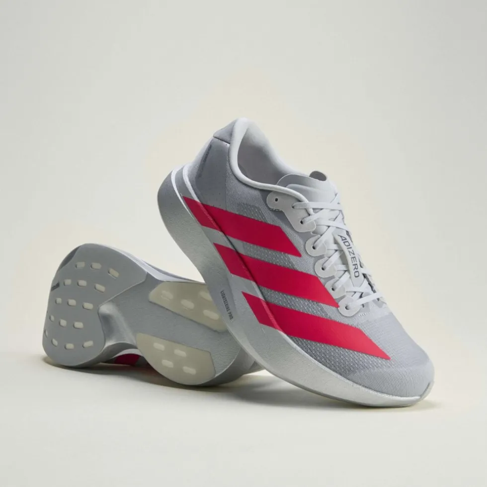 adidas Adizero EVO SL Hardloopschoenen Heren - silver metal/lucid red/iron metal KI3381