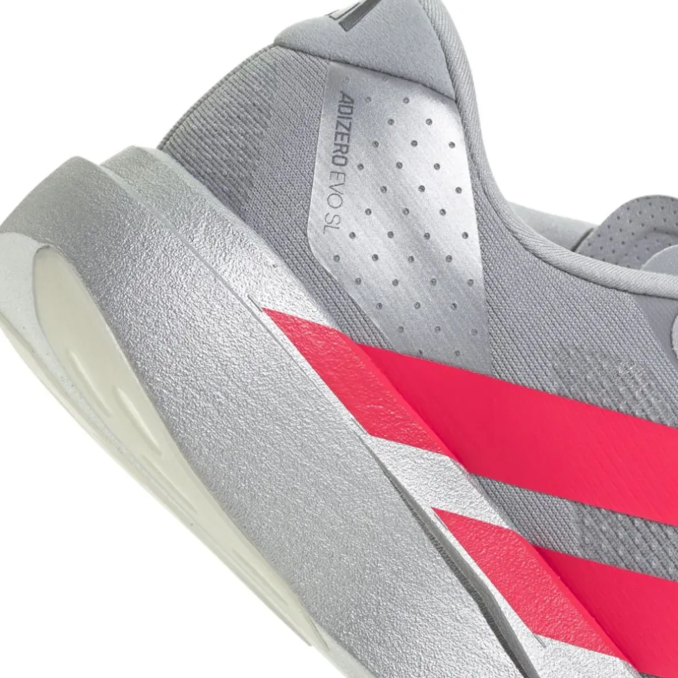 adidas Adizero EVO SL Hardloopschoenen Heren - silver metal/lucid red/iron metal KI3381