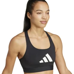 adidas Powerreact Big Logo Training Sport-BH met lichte ondersteuning - zwart JG1414