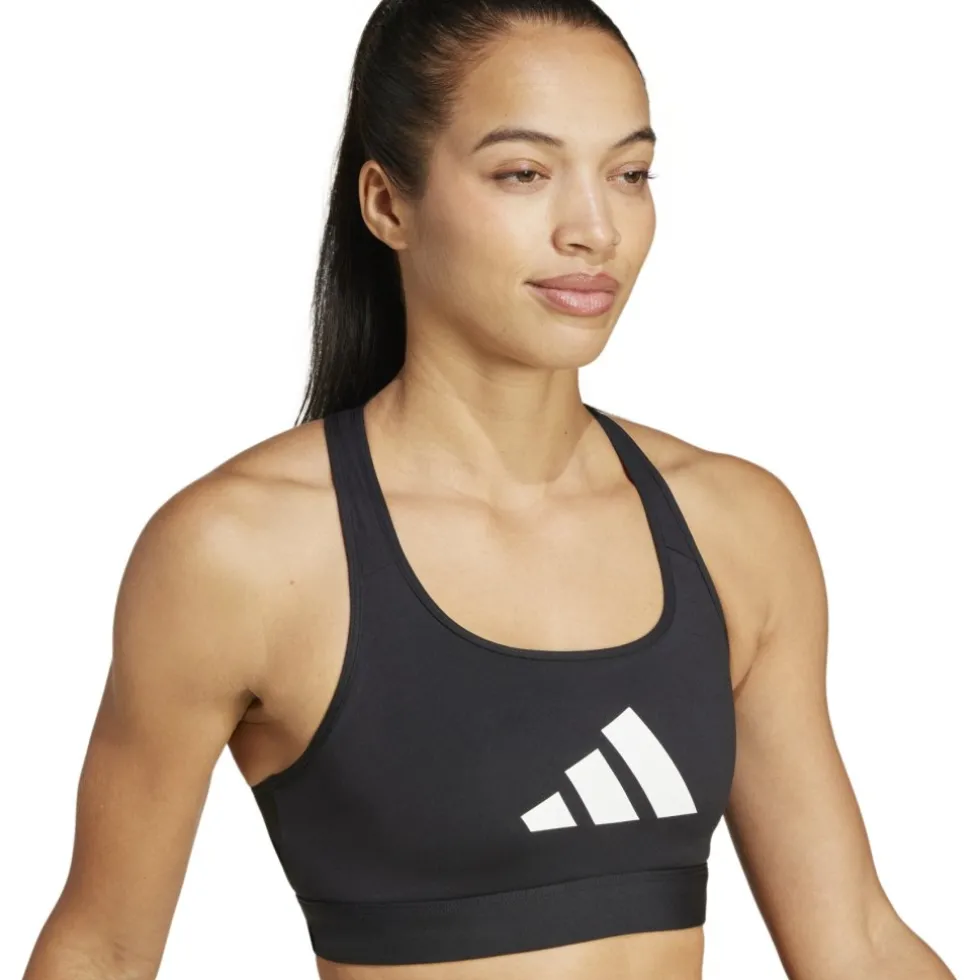 adidas Powerreact Big Logo Training Sport-BH met lichte ondersteuning - zwart JG1414