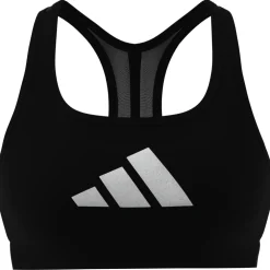 adidas Powerreact Big Logo Training Sport-BH met lichte ondersteuning - zwart JG1414