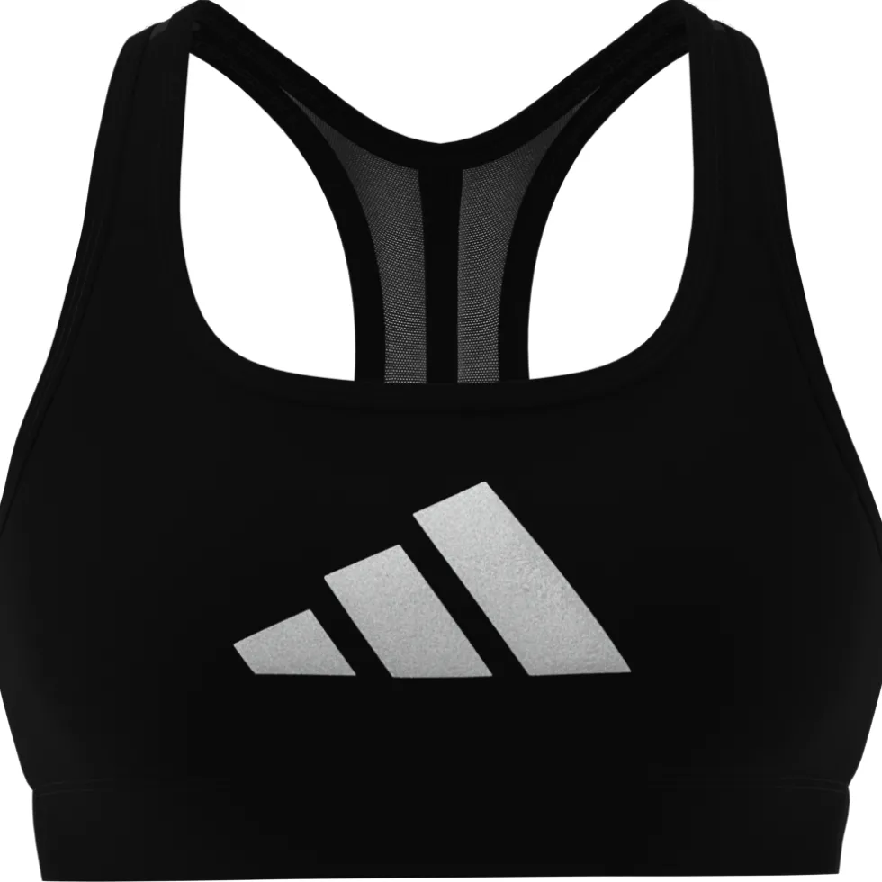 adidas Powerreact Big Logo Training Sport-BH met lichte ondersteuning - zwart JG1414