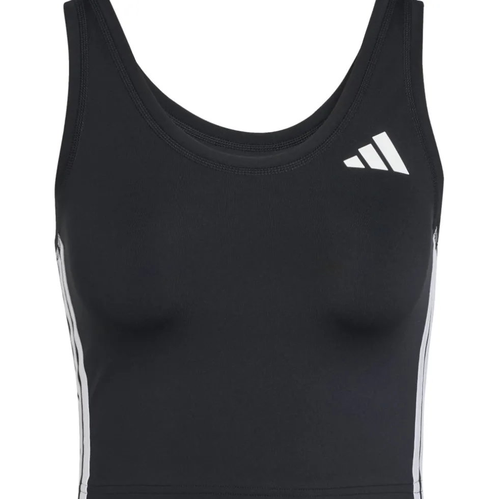 adidas Train Essentials 3-Stripes Crop Tank Top Dames - zwart/wit JF8915