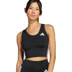 adidas Train Essentials 3-Stripes Crop Tank Top Dames - zwart/wit JF8915