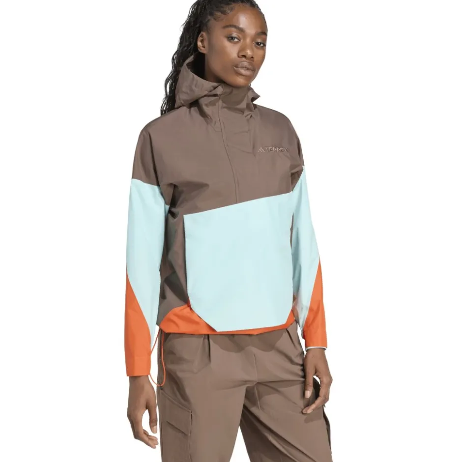 Jassen & Vesten < adidas TERREX Xporic 2.5 Cimaproof Anorak Dames - earth strata/semi fash aqua/semi impact orange J9813