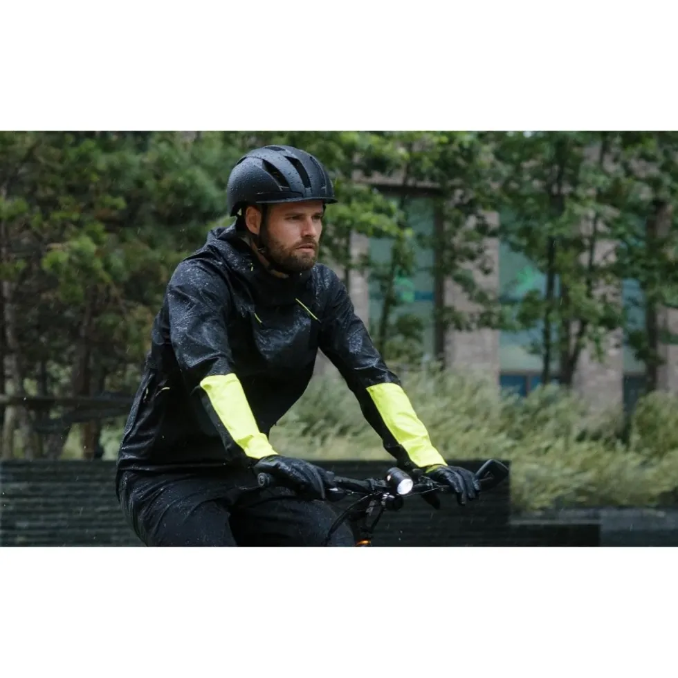 AGU Commuter Hi-Vis + Reflection Tech Regenjas Heren - zwart