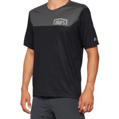 100% Airmatic Fietsshirt met Korte Mouwen Heren - zwart/charcoal