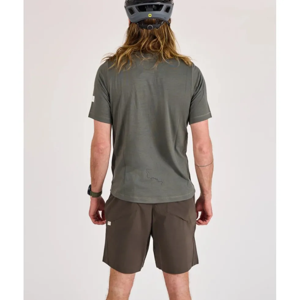 ALBION Merino Riding Unisex-t-shirt voor mannen en vrouwen - Shale Green