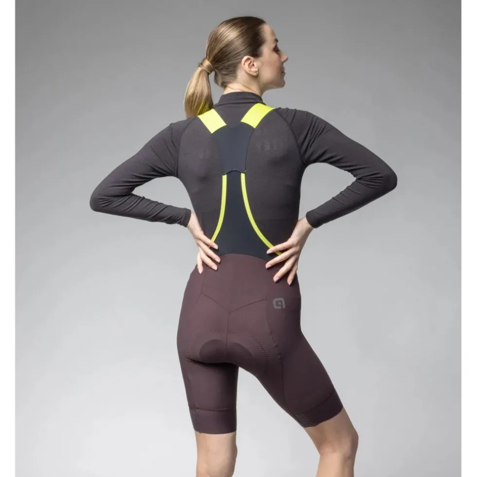 Alé PR-E Magic Colour Winter Fietsshort met Bretels Dames - brownie