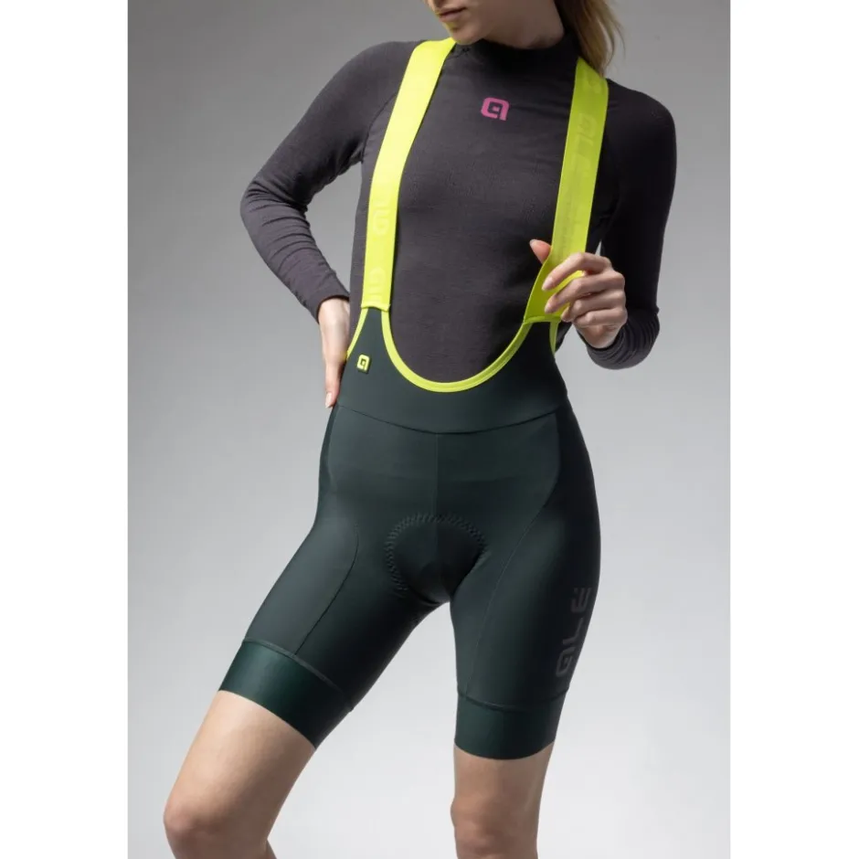 Winterbroeken < Ale Alé PR-E Magic Colour Winter Fietsshort met Bretels Dames - scotland green