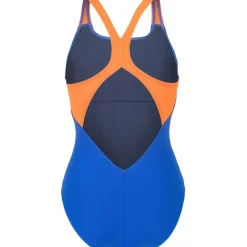 Wedstrijd Zwemkleding < arena Performance Clear Lines V Back Bh badpak vrouwen - Neon Blue/Team Orange