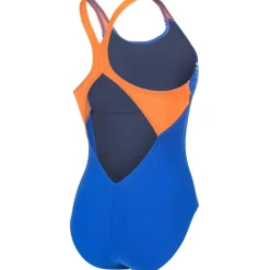 Wedstrijd Zwemkleding < arena Performance Clear Lines V Back Bh badpak vrouwen - Neon Blue/Team Orange