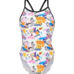 arena Performance Collage XCriss Cross Back Badpak Vrouwen - White Multi/Black