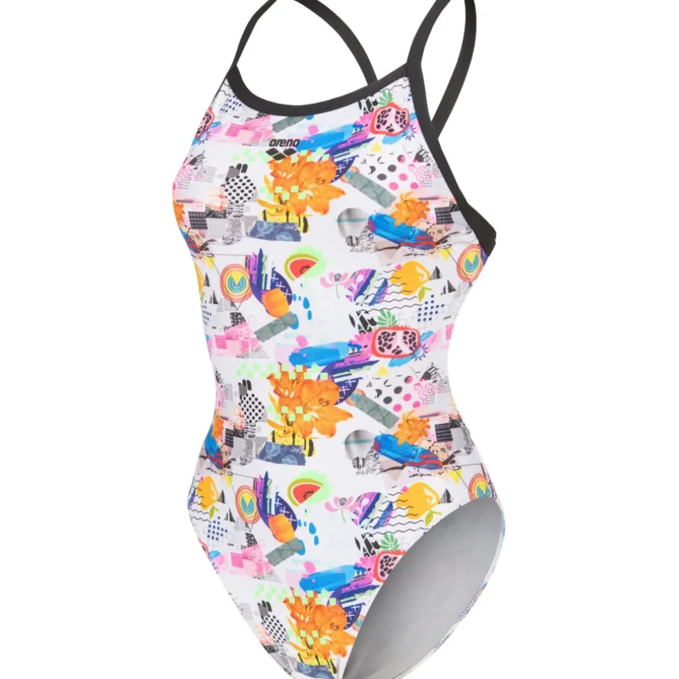 arena Performance Collage XCriss Cross Back Badpak Vrouwen - White Multi/Black