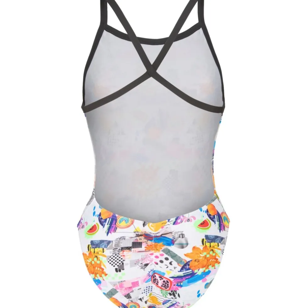 arena Performance Collage XCriss Cross Back Badpak Vrouwen - White Multi/Black