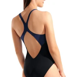arena Performance Flowing V Back Badpak Dames - Zwart-Navy