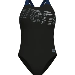 arena Performance Flowing V Back Badpak Dames - Zwart-Navy
