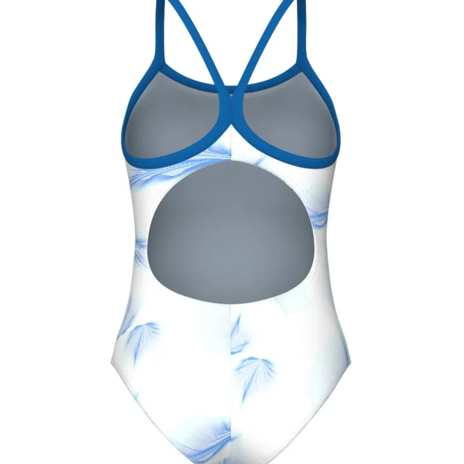 Wedstrijd Zwemkleding|Zwembroeken & Bikini'S < arena Performance Frozen Leave Lightdrop Back Badpak Dames - Wit Multi/Blue River