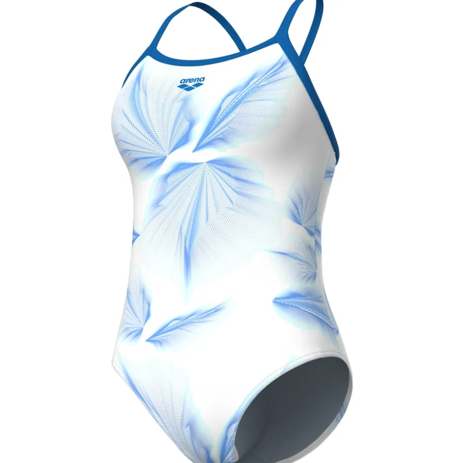 Wedstrijd Zwemkleding|Zwembroeken & Bikini'S < arena Performance Frozen Leave Lightdrop Back Badpak Dames - Wit Multi/Blue River