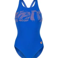 arena Performance Graphic V Back Badpak Vrouwen - Neon Blue/Team Orange