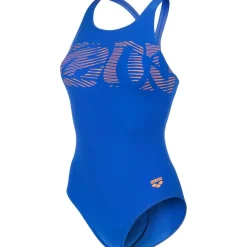 arena Performance Graphic V Back Badpak Vrouwen - Neon Blue/Team Orange