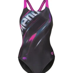 Wedstrijd Zwemkleding|Zwembroeken & Bikini'S < arena Performance Placement Swim Pro Back Badpak Vrouwen - Black/Multi/Very Fuchsia