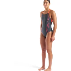 arena Performance Poseidonia Swim Pro Back Bustier Badpak Dames - Asphalt-Bright Coral