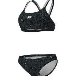 arena Performance Ribbed Bandeau Bikini Dames - Multi Zwart-Zwart-Sea Foam