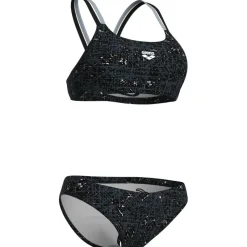 arena Performance Ribbed Bandeau Bikini Dames - Multi Zwart-Zwart-Sea Foam