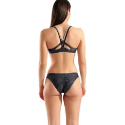 arena Performance Ribbed Bandeau Bikini Dames - Multi Zwart-Zwart-Sea Foam