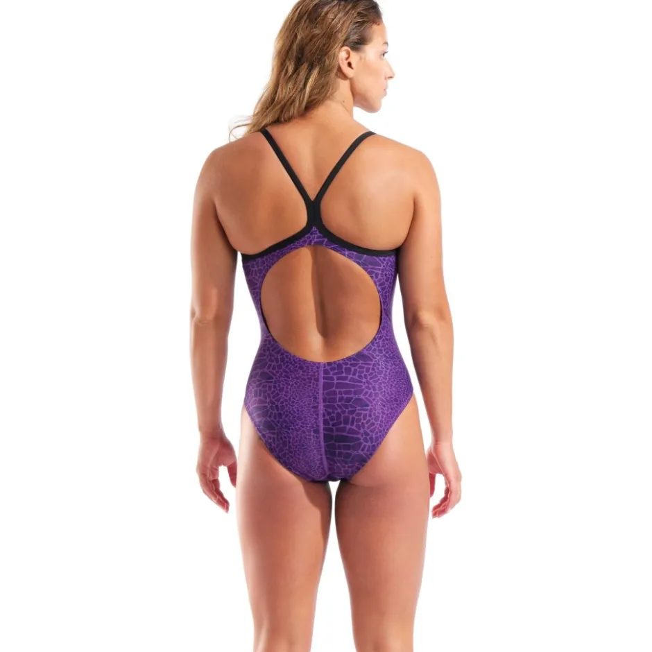 Wedstrijd Zwemkleding|Zwembroeken & Bikini'S < arena Performance Snakeskin Lightdrop Back Badpak Vrouwen - Black/Team Purple