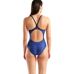 Wedstrijd Zwemkleding|Zwembroeken & Bikini'S < arena Performance Snakeskin Lightdrop Back Badpak Dames - Zwart-Team Royal