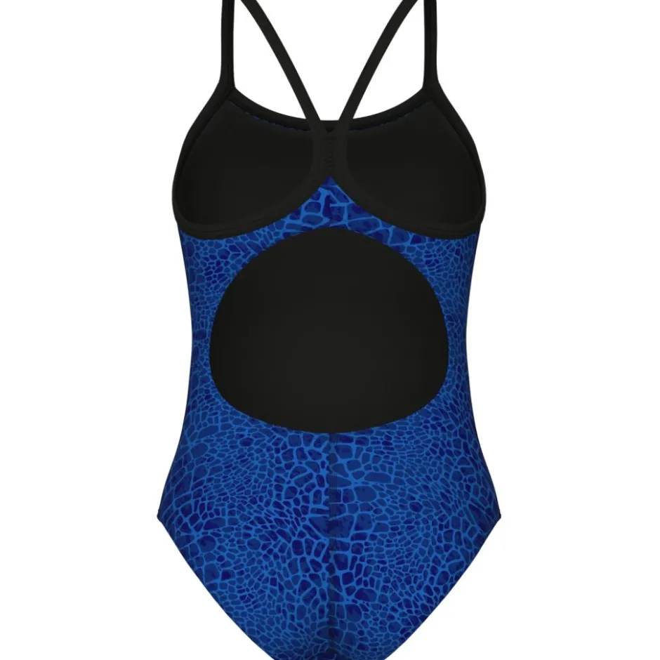 Wedstrijd Zwemkleding|Zwembroeken & Bikini'S < arena Performance Snakeskin Lightdrop Back Badpak Dames - Zwart-Team Royal