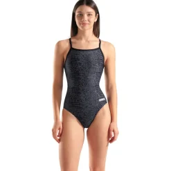 arena Performance Snakeskin Lightdrop Back Badpak Dames - Zwart-Team Zwart