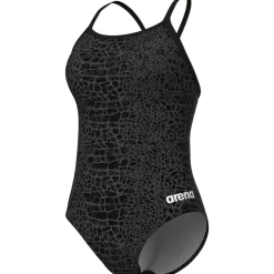 arena Performance Snakeskin Lightdrop Back Badpak Dames - Zwart-Team Zwart