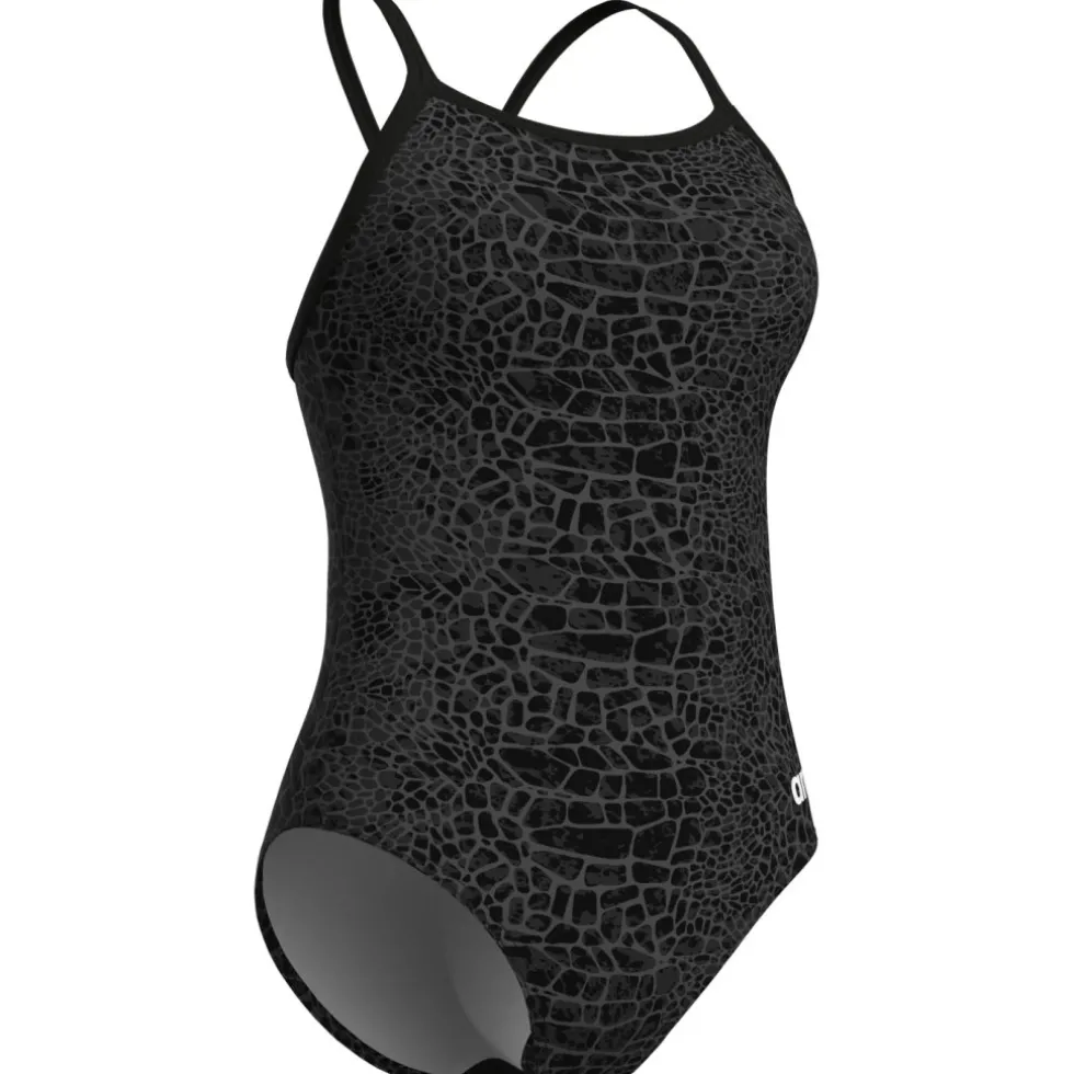 arena Performance Snakeskin Lightdrop Back Badpak Dames - Zwart-Team Zwart