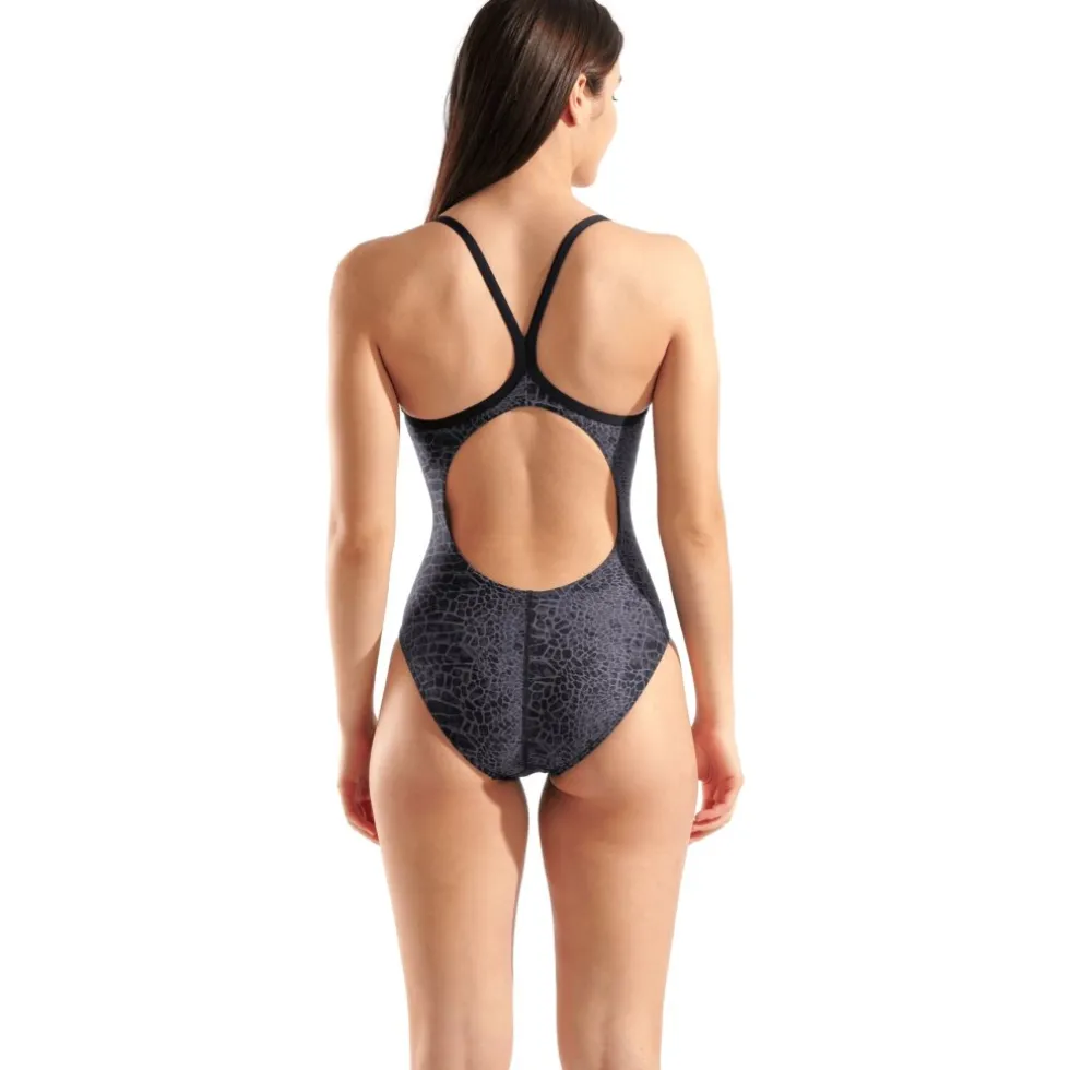 arena Performance Snakeskin Lightdrop Back Badpak Dames - Zwart-Team Zwart