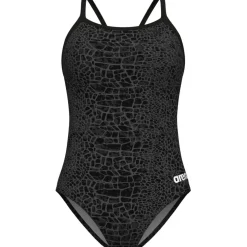 arena Performance Snakeskin Lightdrop Back Badpak Dames - Zwart-Team Zwart