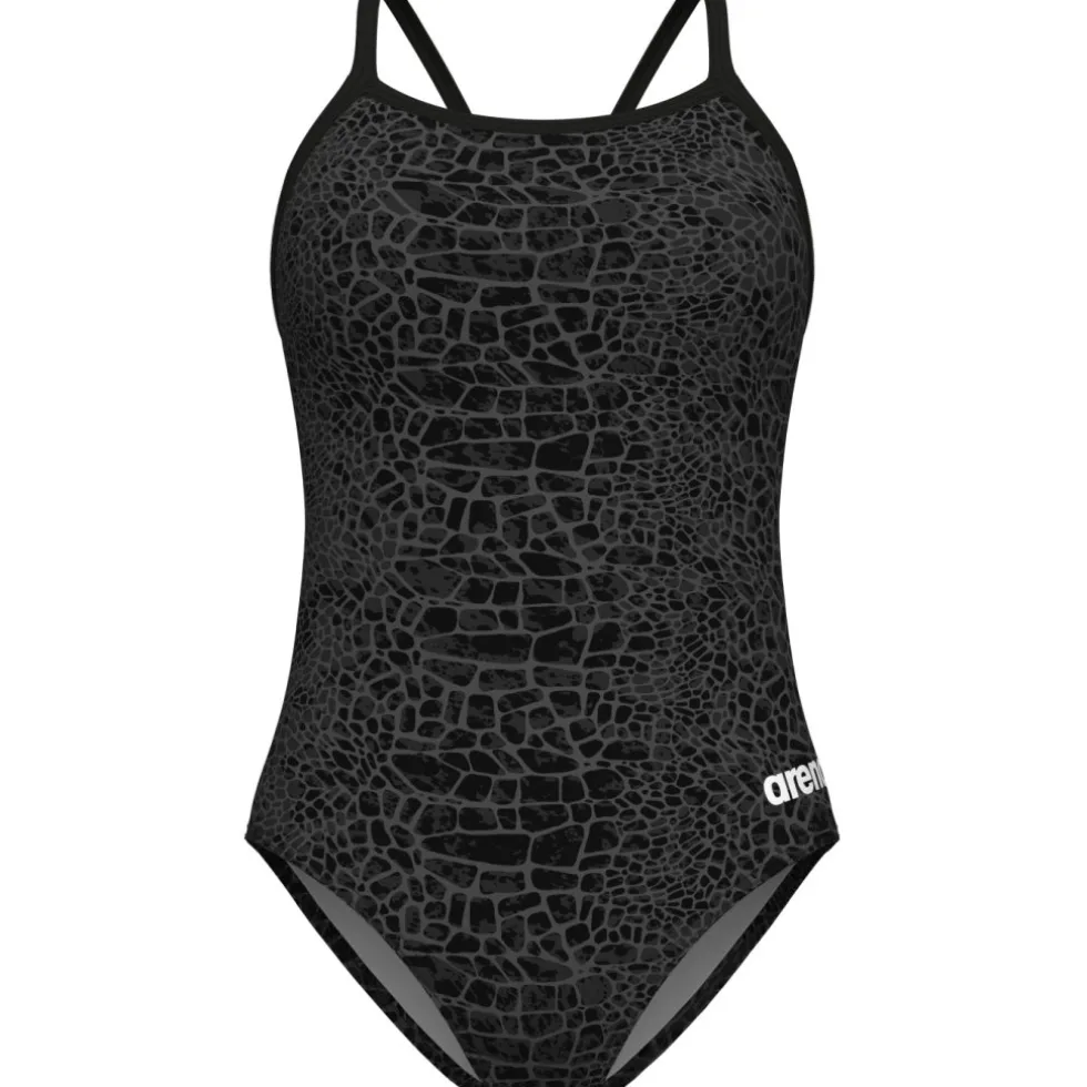 arena Performance Snakeskin Lightdrop Back Badpak Dames - Zwart-Team Zwart