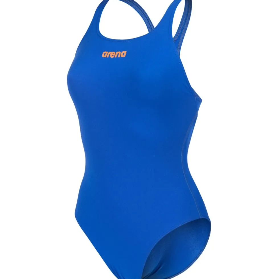 arena Performance Solid Team Swim Pro Badpak Vrouwen - Neon Blue/Team Orange