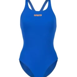 arena Performance Solid Team Swim Pro Badpak Vrouwen - Neon Blue/Team Orange