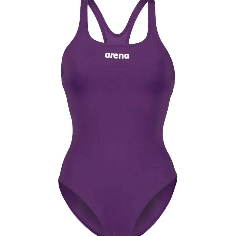 arena Performance Solid Team Swim Pro Badpak Vrouwen - Plum/Wit