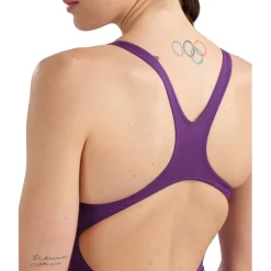 arena Performance Solid Team Swim Pro Badpak Vrouwen - Plum/Wit