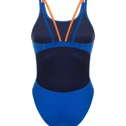 Wedstrijd Zwemkleding|Zwembroeken & Bikini'S < arena Performance Solid Tech Multi Back Badpak Vrouwen - Neon Blue/Team Orange