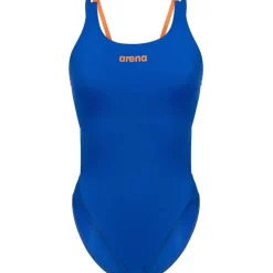 Wedstrijd Zwemkleding|Zwembroeken & Bikini'S < arena Performance Solid Tech Multi Back Badpak Vrouwen - Neon Blue/Team Orange