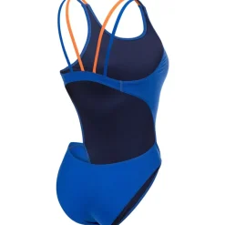 Wedstrijd Zwemkleding|Zwembroeken & Bikini'S < arena Performance Solid Tech Multi Back Badpak Vrouwen - Neon Blue/Team Orange